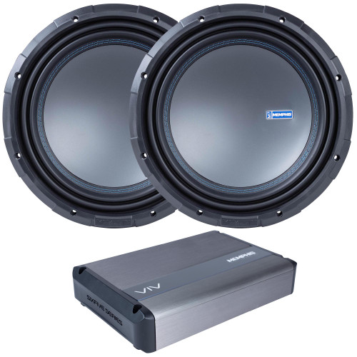 Memphis Audio - Two M71212 12" Selectable 1 Or 2-ohm Impedance Component Subwoofers and 1 VIV1500.1V2 1500w 1-Channel Amplifier