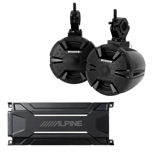 Alpine SPV-65-SXS 6.5" Powersports Cage Mount Speaker Pods with Alpine KTA-30FW Amp and XL-BTR1 Bluetooth Receiver