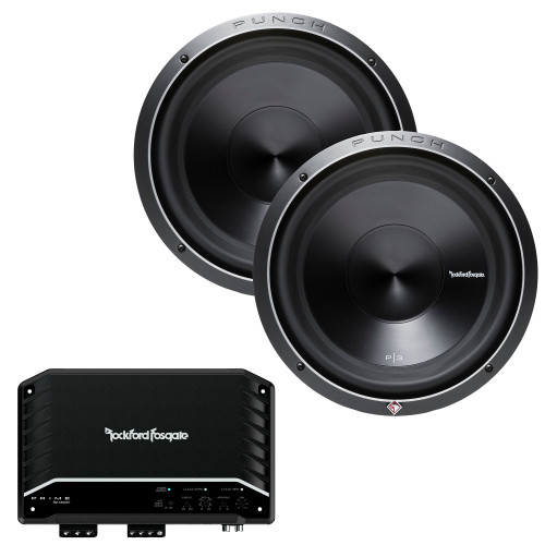 Rockford Fosgate - Two P3D4-12 Punch Subwoofers with R2-1200X1 Prime Amp