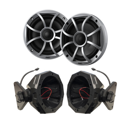 Wet Sounds 1-Pair RECON 6-S Marine Speakers with SSV JJL-CS65 JEEP 2017-up 4-door JL 6.5" Swivel Cage Pods