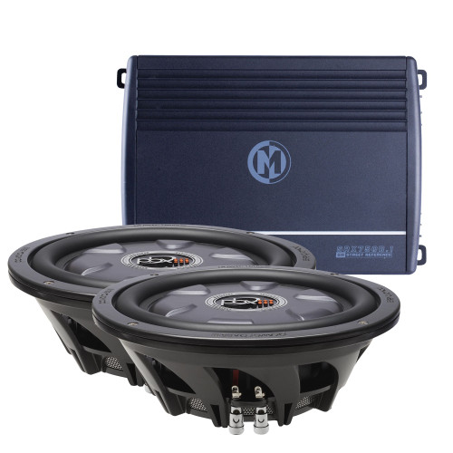 PowerBass Two XL-1040T 10" Shallow Mount Subwoofers With A Memphis SRX750D.1 Mono Amplifier