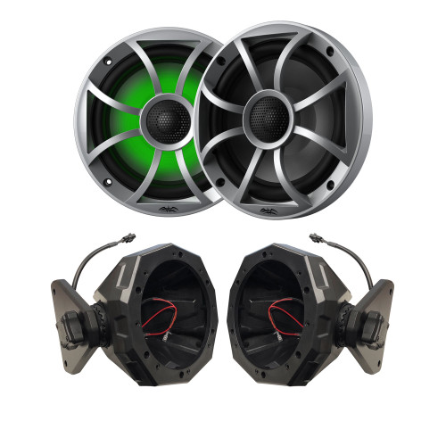 Wet Sounds 1-Pair RECON 6-S RGB Marine Speakers with SSV JJL-CS65 JEEP 2017-up 4-door JL 6.5" Swivel Cage Pods