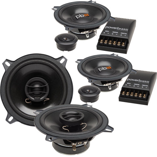 PowerBass a Pair of S-50C 5.25" OEM Replacement Component with a Pair of S-5202 5.25" OEM Replacement Coaxial Speakers