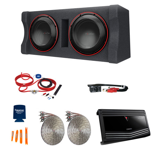 Kenwood P-XW1221DHP Dual 12" Sub Enclosure, 1000W RMS, Kenwood KAC-9106D Amp, PAC Audio LC-1 Controller & Interconnects