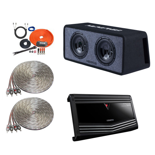 Kenwood KAC-9106D Mono Amplifier with Memphis 1 PRXE10D2 Power Reference Dual 10" Loaded Enclosure & Interconnects