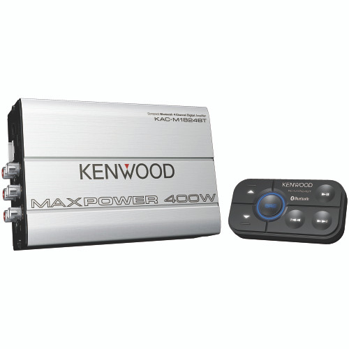 Kenwood KAC-M1824BT Bluetooth Connected 4 Channel Compact Power Amplifier, Conformal Coated, Wired Controller,  400W Max Power