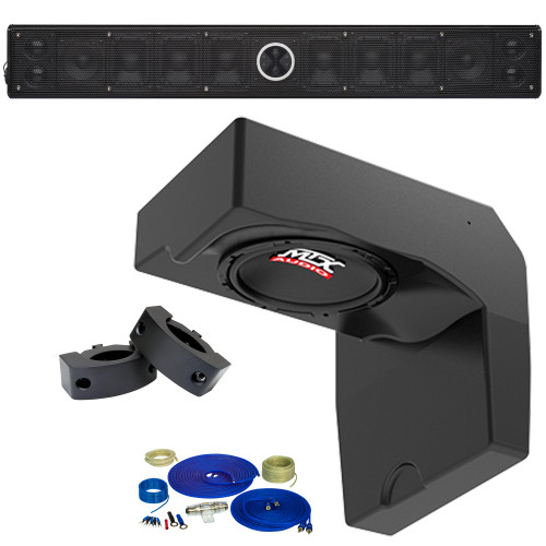 PowerBass 12 Speaker UTV Soundbar package with Subwoofer & Install Accessories Compatible with Polaris Ranger 2014+