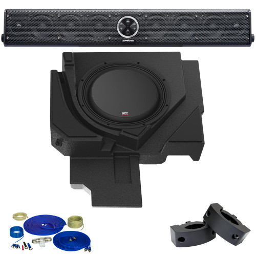 PowerBass 8 Speaker UTV Soundbar package with D-Side Sub Enclosure & Accs. Compatible with Select Can-Am Maverick X3