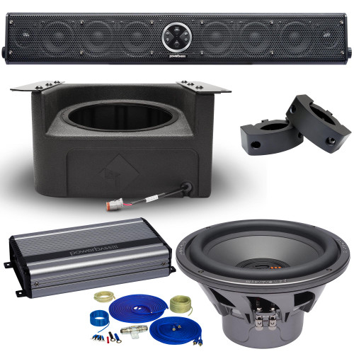 PowerBass 8 Speaker UTV Soundbar package with Subwoofer & Install Accessories Compatible with Polaris Ranger 2015-2018