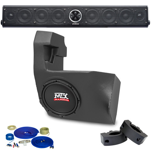 PowerBass 8 Speaker UTV Soundbar package with Subwoofer & Install Accessories Compatible with Can-Am Maverick 2014+