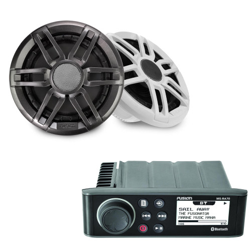 Fusion MS-RA70 Marine Radio with 1 Pair XS-F77SPGW XS Series 7.7" Marine Speakers