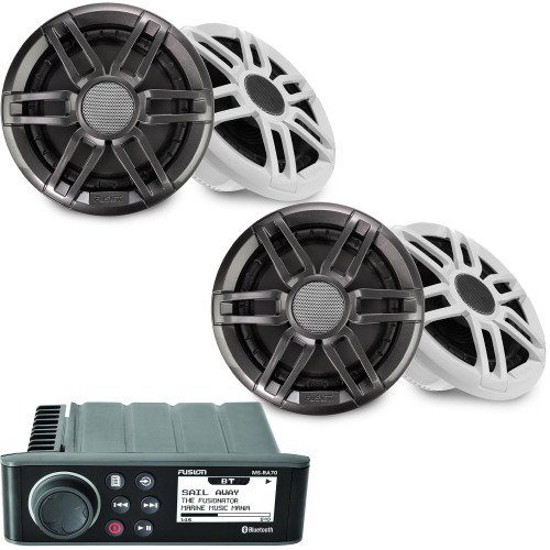 Fusion MS-RA70 Marine Radio with 2 Pairs XS-F77SPGW XS Series 7.7" Marine Speakers