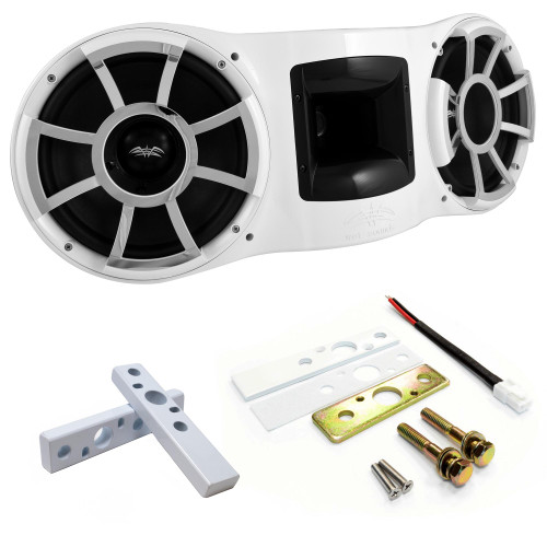 Wet Sounds REV410 Dual 10" EFG 4 ohm Tower Speaker With REV-X X-Mount Kit & ADP-SPACER-X Spacer Bars - White (Pair)