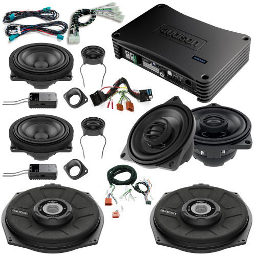Audison Front Speakers, Rear Speakers, Amplifier, Sub Bundle Compatible With 07-12 BMW 1 Series 3 Door E81 Base Sound System