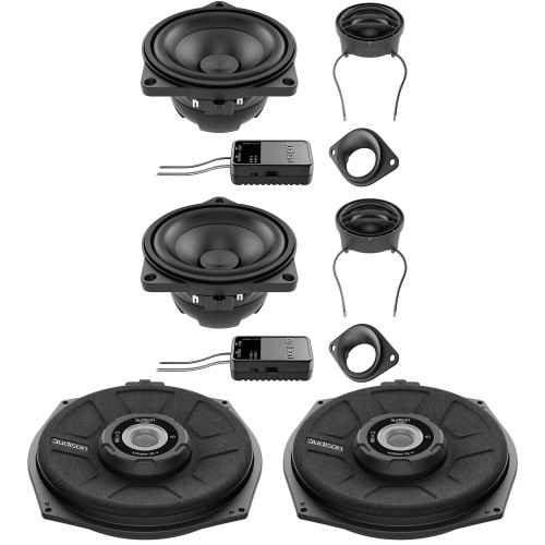 Audison Front Speakers, and Subwoofers Bundle Compatible With 04-10 BMW 5 Series Touring E61 Base Sound System