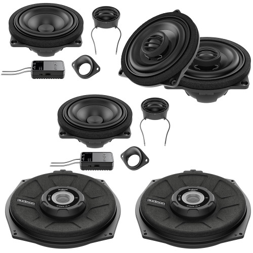 Audison Front, Rear Speakers, and Subwoofers Bundle Compatible With 05-12 BMW 3 Series Touring E91 Base Sound System