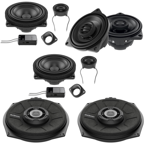 Audison Front, Rear Speakers, and Subwoofers Bundle Compatible With 15-21 BMW 1 Series Sedan F52 Base Sound System