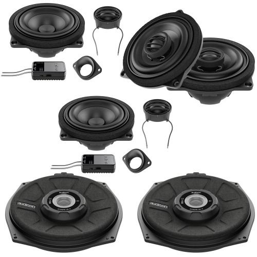 Audison Front, Rear Speakers, and Subwoofers Bundle Compatible With 15-21 BMW 2 Series Gran Tourer F46 Base Sound System