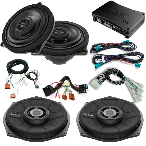 Audison Front Coaxial Speakers, Amplifier and Subwoofers Bundle Compatible With 12-21 BMW 1 Series 3 Door F21 Base Sound System