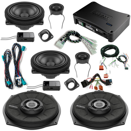 Audison Front Speakers, Amplifier, and Subwoofers Bundle Compatible With 07-13 BMW 1 Series Cabrio E88 Base Sound System