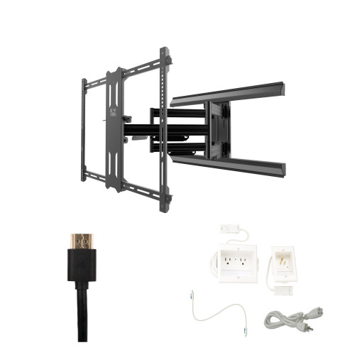 Kanto PMX700 Tv Mounting package W/ DUAL outlet thru wall power kit And HDMI Cable