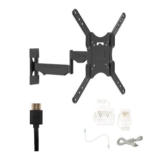 Kanto M200 Tv Mounting package W/ DUAL outlet thru wall power kit And HDMI Cable