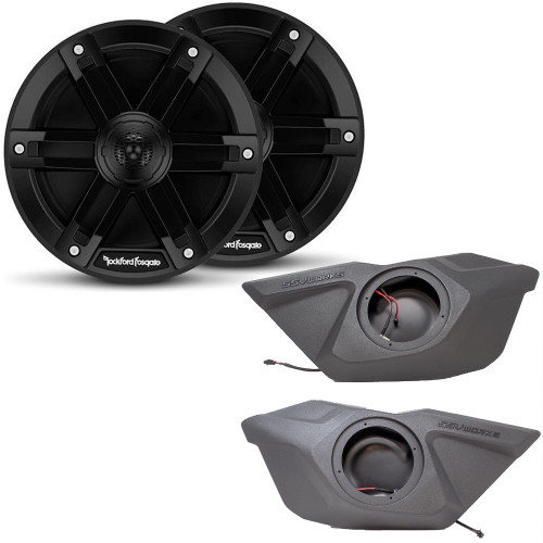 Rockford Fosgate M0-65B Black Grill 6.5" Marine Coaxials SSV Works Front Speaker Pods Compatible with Polaris RZR Pro XP