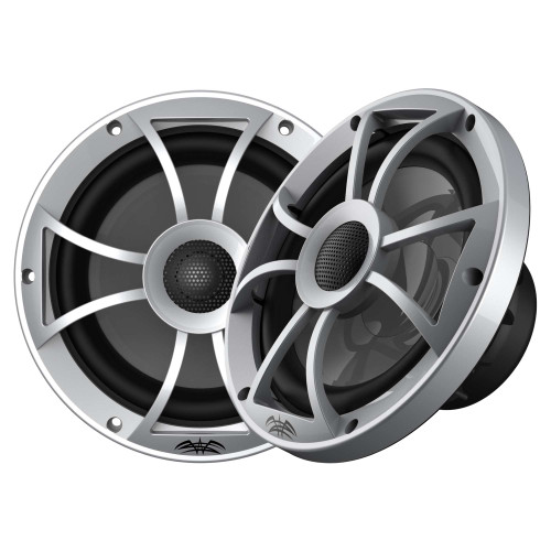 Wet Sounds RECON 8-S RGB 8" Coaxial Speakers w/ Silver Open Grilles, Integrated RGB LEDs and Waterproof Connector - Pair