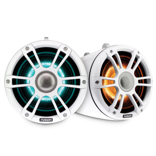 Fusion SG-FLT772SPW 7.7'' Sports Grille White Tower Speakers with LEDs - Pair