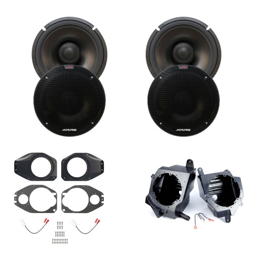 Alpine Two Pairs R-S65.2 Type-R 6.5" Coax w/ JP-1014 6.5" Front Speaker Pods and JP-1015 6.5" Soundbar Speaker Adaptors