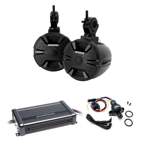 Alpine SPV-65-SXS 6.5" Speaker Pods w/ Power Bass XL-2305MX Amplifier and Wet Sounds WW-BTVC-V2 Bluetooth Volume Receiver