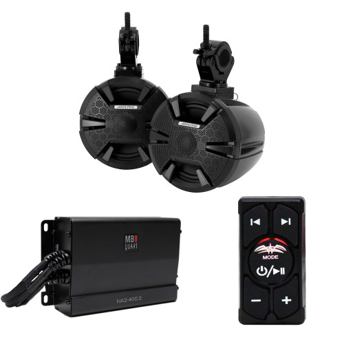 Alpine SPV-65-SXS 6-1/2" Speaker Pods w/ MB QUART NA2-400.2 Amplifier and Wet Sounds WW-BTRS Bluetooth Rocker Switch