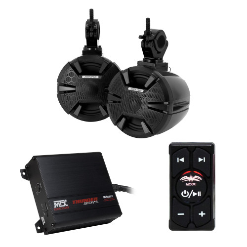 Alpine SPV-65-SXS 6.5" Speaker Pods with MTX MUD100-2 Amplifier and Wet Sounds WW-BTRS Bluetooth Rocker Switch Receiver