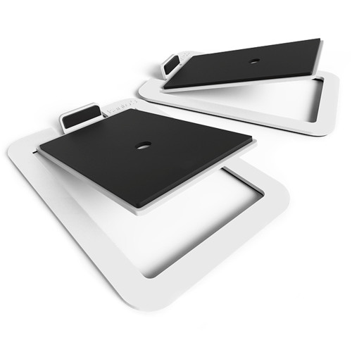 Kanto S4W Medium Desk Top Speaker Stands with 16-Degrees of Tilt & Mounting Hole with 16-Degrees of Tilt & Mounting Hole Pair, White
