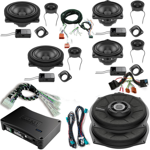 Audison Front, Rear Speakers, Amplifiers, and Subwoofers Bundle Compatible With 10-16 BMW 5 Series Touring F11 Base Sound System