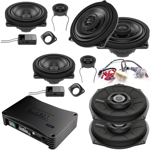 Audison Front, Rear Speakers, Amplifiers, and Subwoofers Bundle Compatible With 04-11 BMW 1 Series 5 Door E87 HiFi Sound System