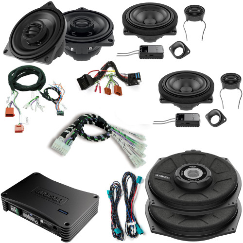 Audison Front, Rear Speakers, Amplifiers, and Subwoofers Bundle Compatible With 11-21 BMW 1 Series 5 Door F20 Base Sound System