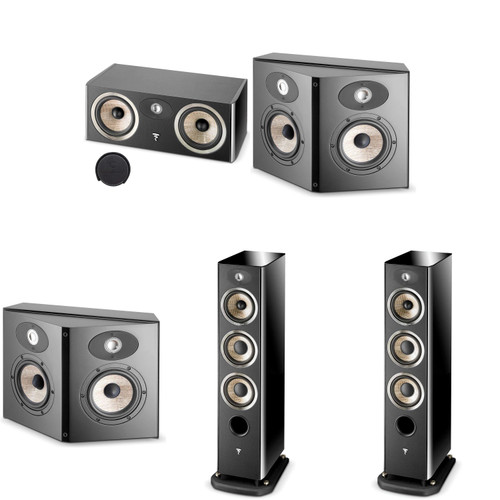 Focal ARIA 926 Black Tower Speaker Pair, CC900 Black Center Speaker and SR900 Black Surround Loudspeaker Pair