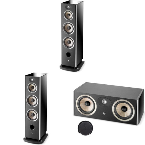 Focal Aria948 Black Tower Speaker Pair, and Focal ARIA CC900 Black High Gloss 2-Way Center Speaker