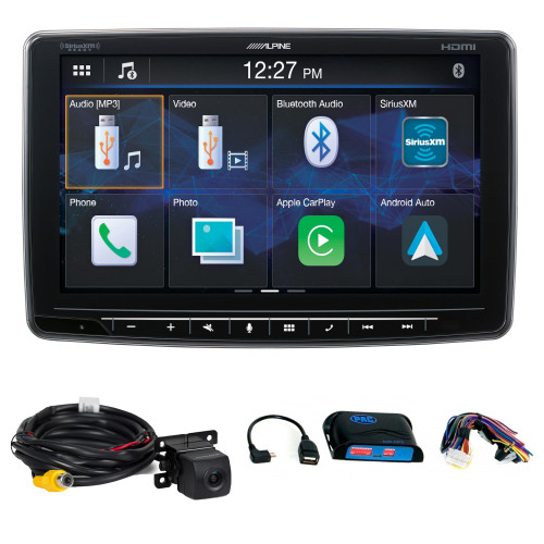 Alpine ILX-F409 9" Halo9 Multimedia Receiver Compatible with Apple Car Play/Android Auto with SWI-CP5 Steering Wheel Interface and HCE-C1100 Back Up Camera