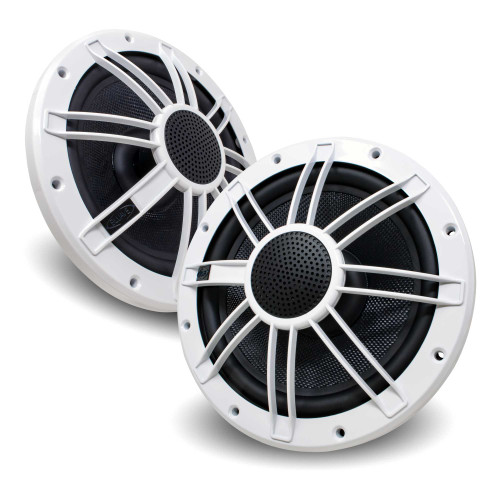 BLUAVE M9.0CX3-W 9" Marine Coaxial Speakers With MG90 Marine Grills In White