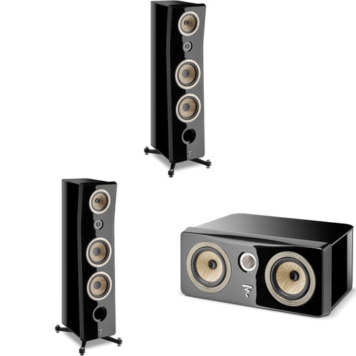 Focal Kanta No3 Black Audiophile 3-Way Floor Standing Speaker (Pair) and Focal Kanta Center Black Center Channel Speaker