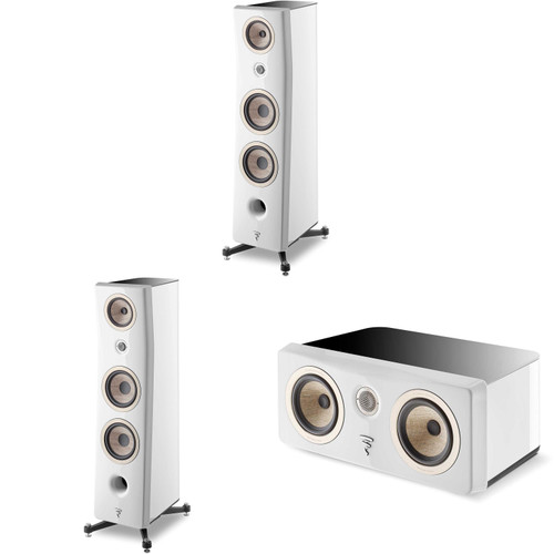 Focal Kanta No3 White Audiophile 3-Way Floor Standing Speaker (Pair) and Focal Kanta Center White Center Channel Speaker