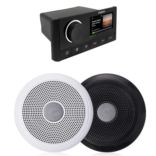 Fusion MS-RA670 Marine Receiver with 1 Pair Fusion XS-F77CWB 7.7" Marine Speakers, Includes White and Black Classic Grills