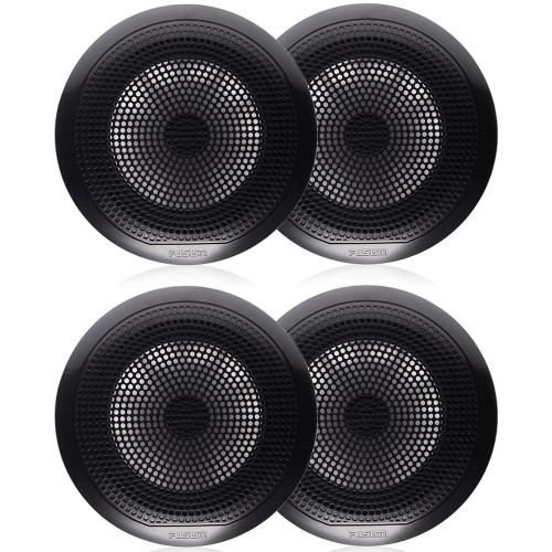 Fusion 2 Pairs EL-F651B 6.5" Marine Speakers with Black Classic Grills