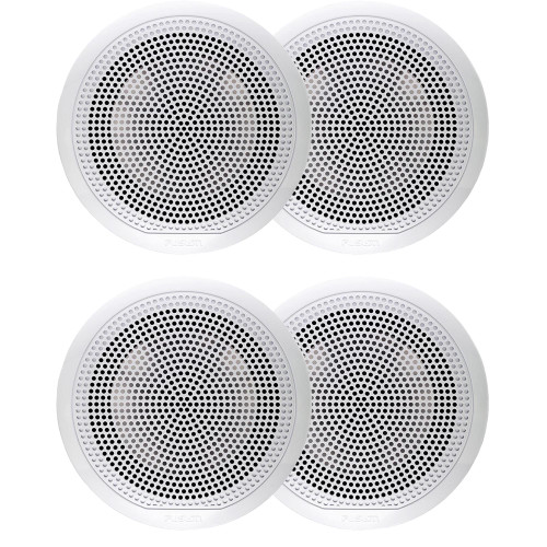 Fusion 2 Pairs EL-F651W 6.5" Marine Speakers with White Classic Grills