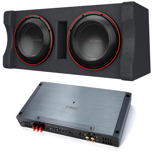 Kenwood P-XW1221DHP Dual 12" High Power Excelon Subwoofers in a Vented Enclosure and includes a XR1001-1 Reference Series 2000 Max Power Mono Amplifier