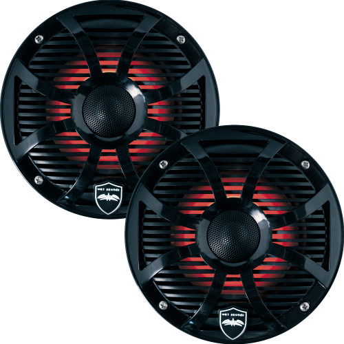 Refurbished Wet Sounds REVO 6-SWB Black Closed SW Grille 6.5 Inch Marine LED Coaxial Speakers (pair)
