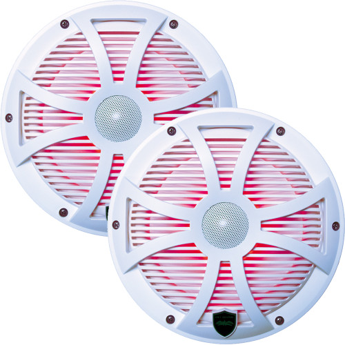 Wet Sounds Refurbished REVO 8-SWW White Closed SW Grille 8 Inch Marine LED Coaxial Speakers (pair)