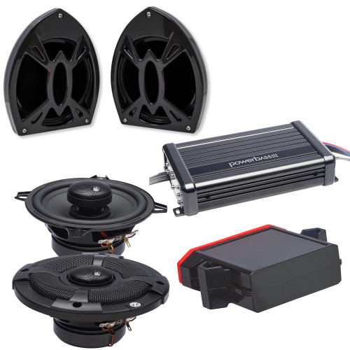 Waves & Wheels REV-R2 5.25" PWC/JetSki Speaker Pods with XL-52SS - 5.25" Coax Marine Speakers, XL-2305MX 2 CH Marine Amp, and XL-BTR1 BT Receiver
